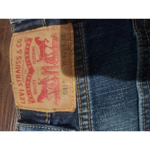 Levis 541 Jeans Mens Blue Medium Wash Athletic Straight Leg Denim Fits 42x29 - Picture 5 of 8